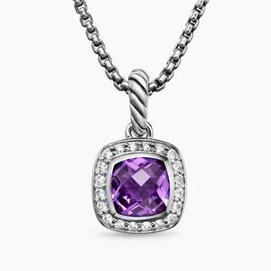 David Yurman Silver Necklace with Purple Gemstone Pendant